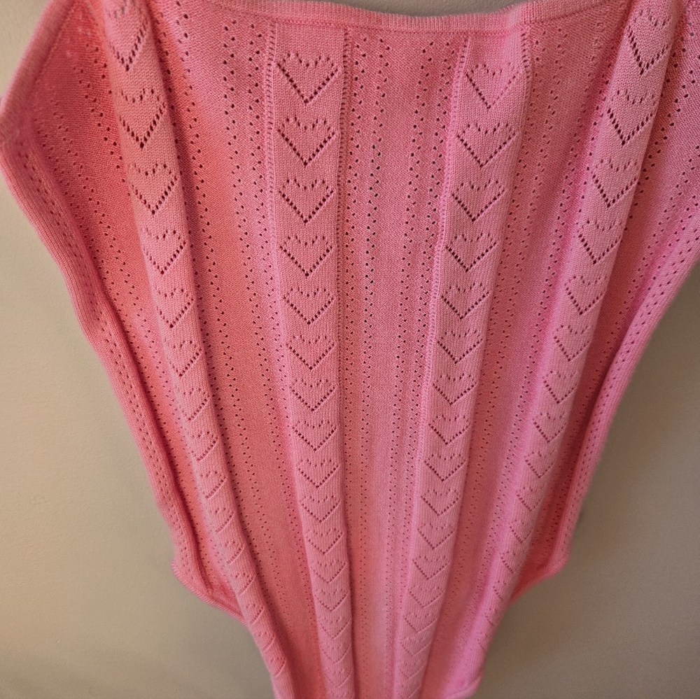 NWT Victoria's Secret Heart Pointelle Knit Bodysuit - Pink XL